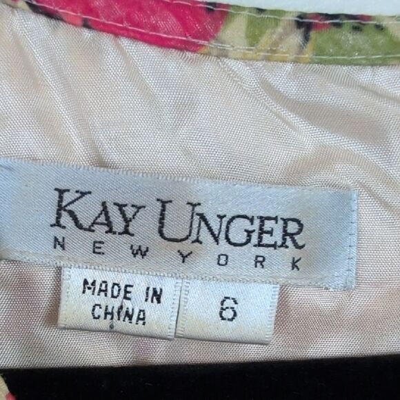 Kay Unger New York Floral Tiered Cap Sleeve Gathered Skirt Dress Retro Feminine - Picture 2 of 13